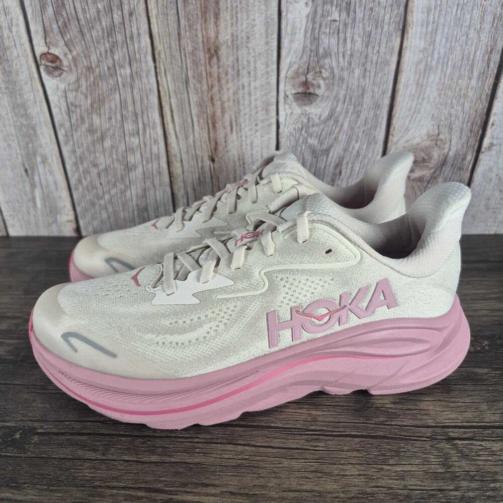Hoka Clifton 10 Big Kids Running Shoes Youth Size 7Y / 7MD Rose Cream Womens 8.5